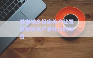 甘肅城鄉(xiāng)投康養(yǎng)產業(yè)發(fā)展租賃資產委托認購項目